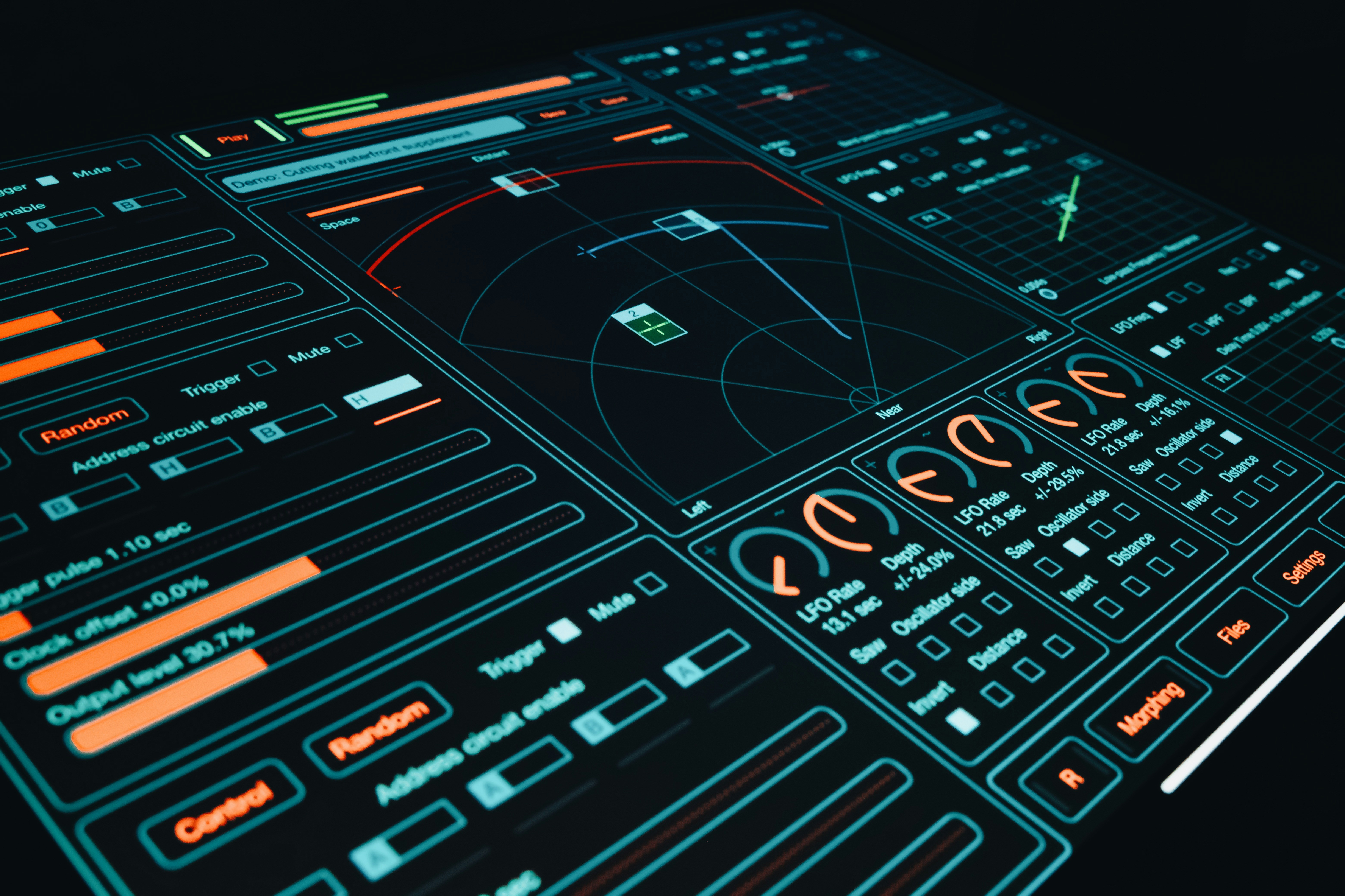 Futuristic control interface representing network coordination